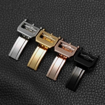 18mm High Quality 316L Stainless Steel Butterfly Watch Band Buckle Strap in Rose Gold and Silver with Folding Clasp for IW-C Watch Replacement