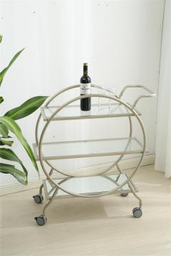 chariot de rangement en verre trempé pour bar