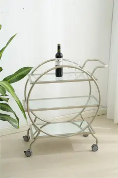 tempered glass storage trolley for bar