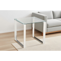 Mesa auxiliar cuadrada contemporánea con vidrio