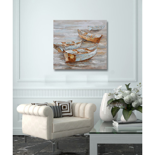 Classic Looking Seascape Boats Oil Painting