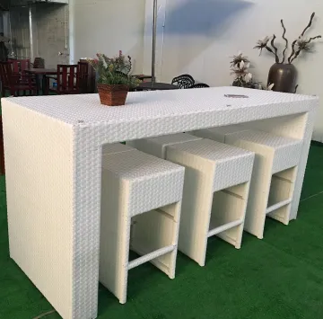 High End PE Rattan Outdoor Bar Furniture Sets: Stools and Tables