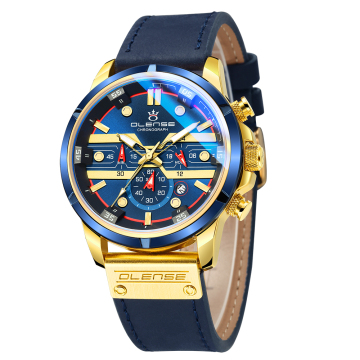 Hot Selling OLENSE Quartz Watch with Luminous Minimalist Leather Strap