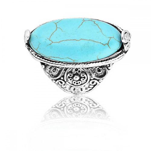 Women's Fashion Oval Zircon Synthetic-Turquoise Ring