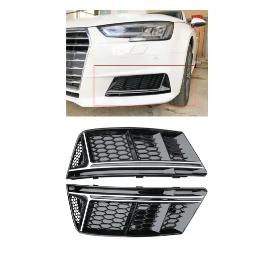Front Chrome Black Fog Light Grille Cover for AUDI A4 S4 B9 17-18