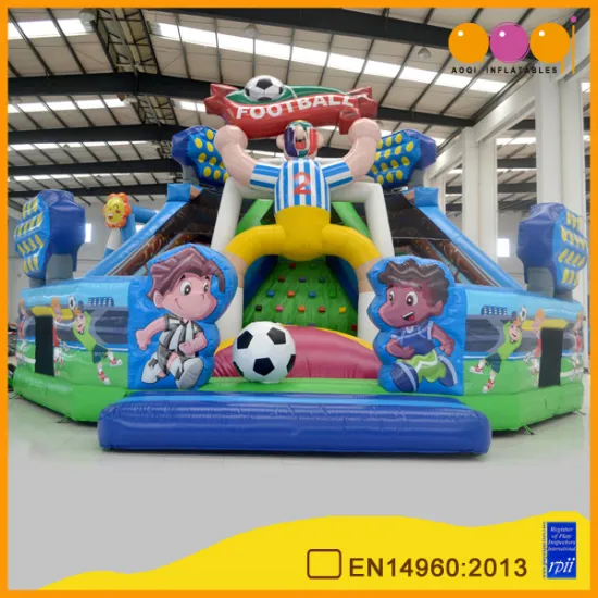 2016 latest design cheap football theme inflatable fun city infltable fun park playground on sale