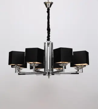 Modern Dining room White/ Black Lampshade Chandelier