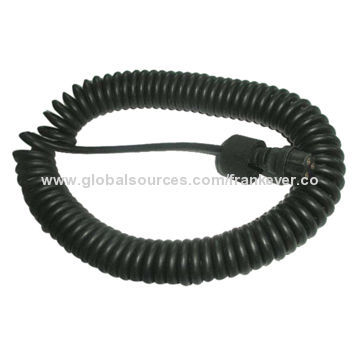 Long flexible stretchable spiral cable with power connector