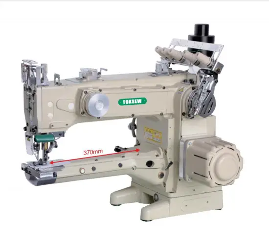 High speed long arn cylinder bed interlock sewing machine with automatic trimmer