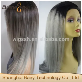 Eirene 2015 New Products Best Sell 100% Human Hair Brazilian Grey Hair Ombre Front lace Wig