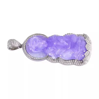 Natural A Grade Jadeite Blue Water Guanyin S925 Silver Luxury Pendant