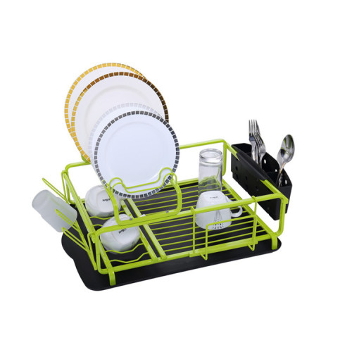 2 Tier Aluminum Dish Rack Alumnium Dish Rack with Removable Drainer Factory