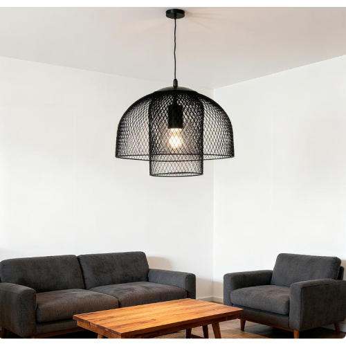 Double layered mesh shade pendant light