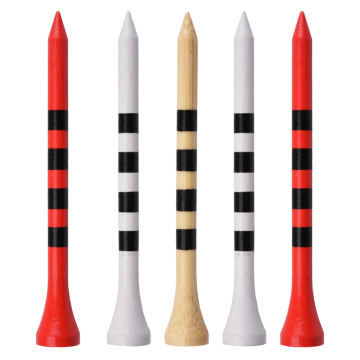 Wholesale Biodegradable Golf Tees: 100Pcs/Bag Bamboo Striped Scale Golf Tee in White and Red, Sizes 2-3/4 and 3-1/4
