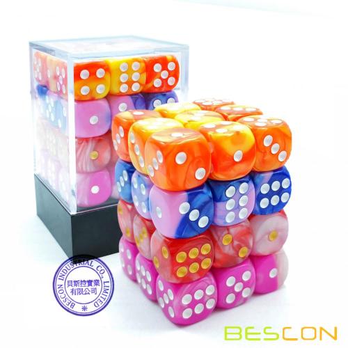 Bescon 12mm 6-сторонняя игра в кости 36 в кубе, 12-миллиметровая шестигранная игральная кость (36) Блок игральных костей, эффект Близнецов во всех цветах