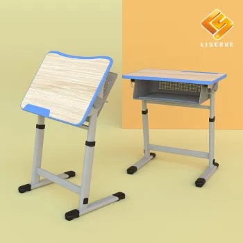Hand-cranked adjustable midday rest desks and chairs