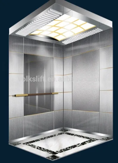 Volkslift passenger elevator with good decoration cabin etching finished