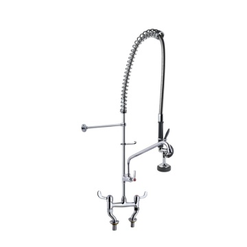 Commercial Deck Mount Dual Holes High Pressure Pull Down Pre-Rinse Sprayer Faucet