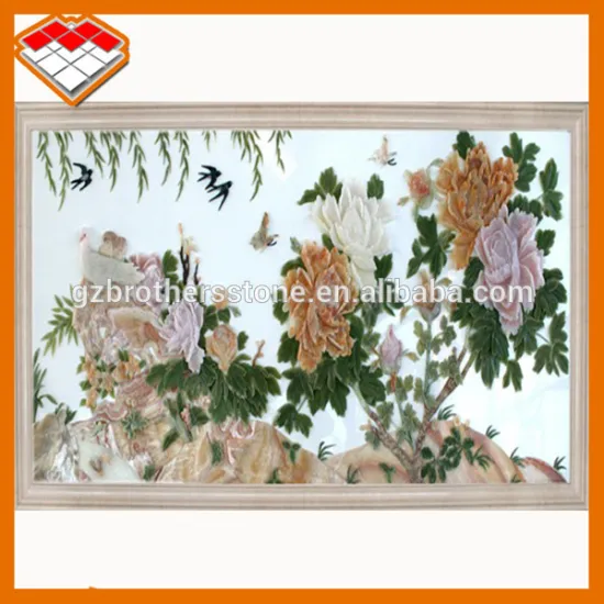 Chinese peony jade carving sculpture