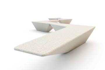 Sedia in cemento a forma di dardo minimalista di colore puro