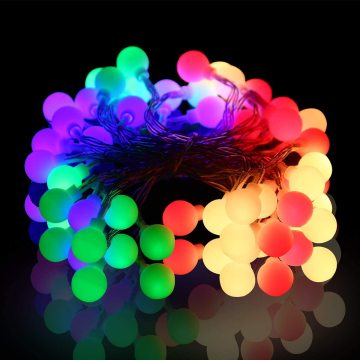 18mm RGB LED Globe Ball Light String - 80 Bulbs, 5V USB Powered, 8 Meters for Christmas Decor