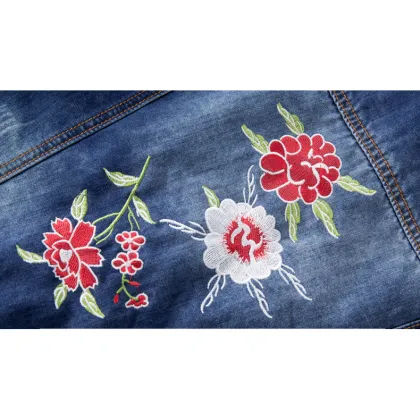 New Flower Embroidery Skinny Women Denim Jacket