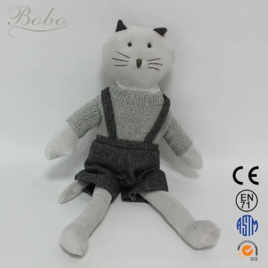 38cm Sitting Plush Cat with Clothes