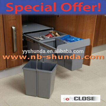 Kitchen compost bin 20L+10L*2 recycle waste bin pull out-3 bin