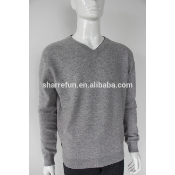 wholesale many colors basic 12gg flat knitted v neck cashmere men jumper