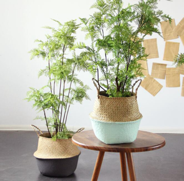Round Two-tone Mat Grass Flower Basket