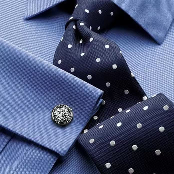 Vintage Enamel Carbon Fiber Tuxedo Shirt Cufflinks