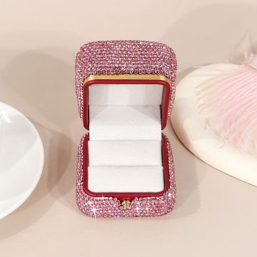 A1 High End Velvet Diamond Inlaid Ring Box for Valentine's Day Gifts