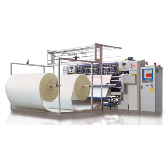 High speed computer shuttleless multineedle quilting machine