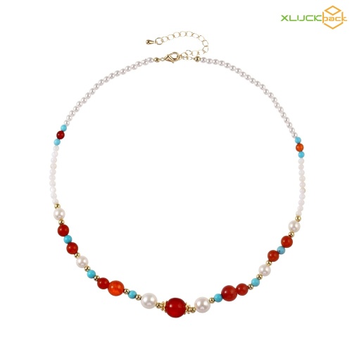 Natural Stone Red Agate Crystal Abacus Beads Necklaces