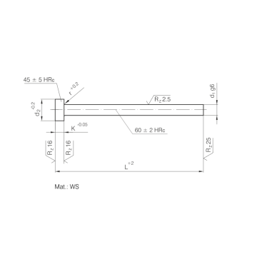 DIN1530 Pin Ejector Keras dengan Kepala Kerucut