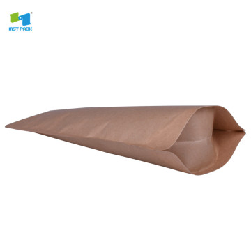 bolsa kraft paper stand up pouch compostables bag protein with zipper & clear win