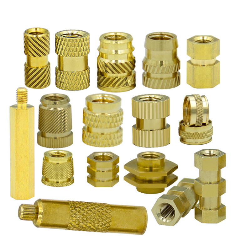 hex threading lock RIVETflange brass copper knurled nut