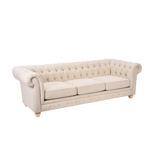 Sala de estar de alta qualidade Nodric Soft Tecido Couch de Veludo Chesterfield Tufted Pull Button Sofa