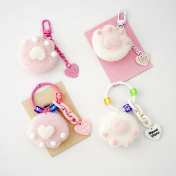 Niedliche Katzenkrallen -Autokettenhalter - Plüschkugel -Beutel Anhänger Keychain