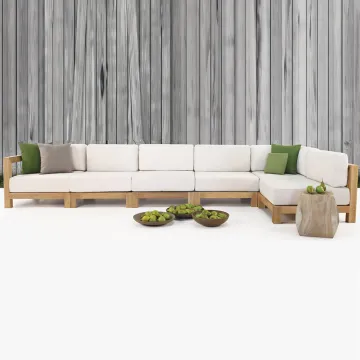Teak Style Outdoor Wood Sectional Sofa Set for Hotel Ibiza