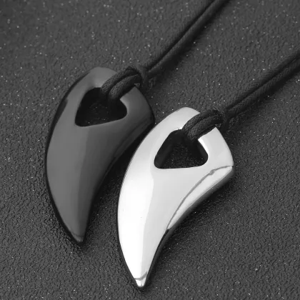 Stainless Steel Wolf Tooth Pendant Necklace for Men