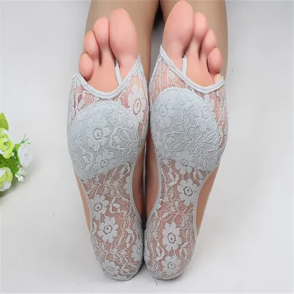 Invisible fish mouth ship socks dew toe socks lace mesh cushions silicone antiskid shallow mouth socks
