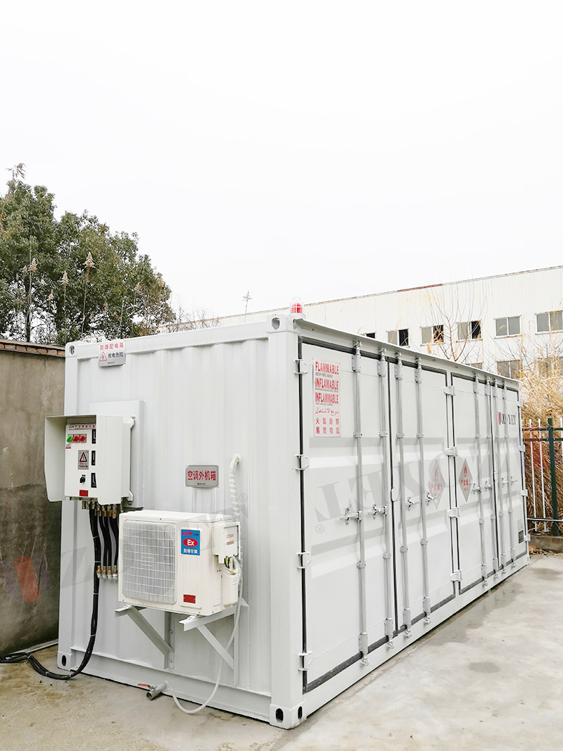 Outdoor chemical storage buildings of fireproof material