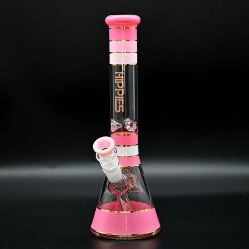 Pink transparent glass hookah