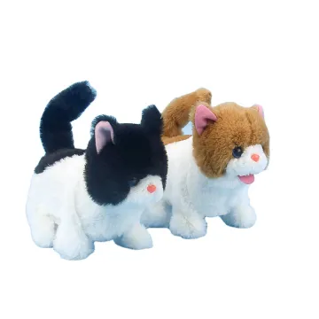 Electric fish cat Children's electric toy kitten can bark, walk, curl tail plush toy battery kitten baby electric toy kitten