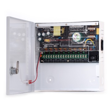 12v 10A 9CH cctv power supply, metal box power