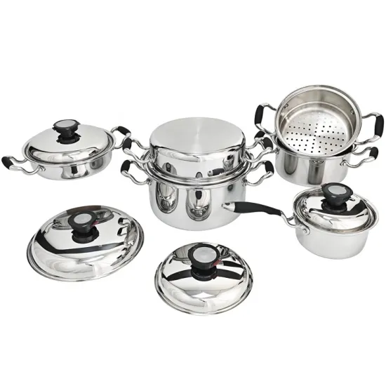 Stainless Steel 5 Ply Waterless Greaseless Cookware Set - Microwave & Dishwasher Safe