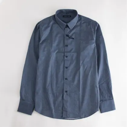 Men's Dark Blue Business Long Sleeve Formal Shirt