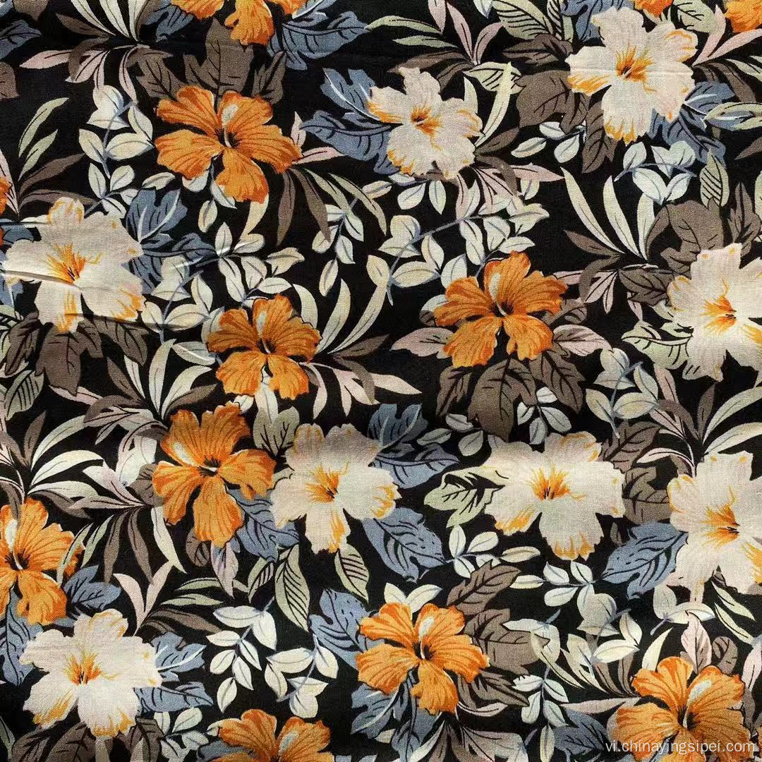 45s mềm Challis Fabric Plain Floral in Tecido Viscose