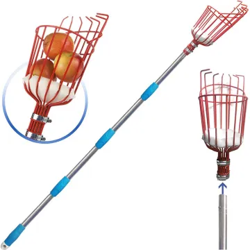 Extendable Fruit Picker with Basket: Easy-to-Assemble Garden Hand Tools for Picking Oranges, Lemons, Apples, and More
